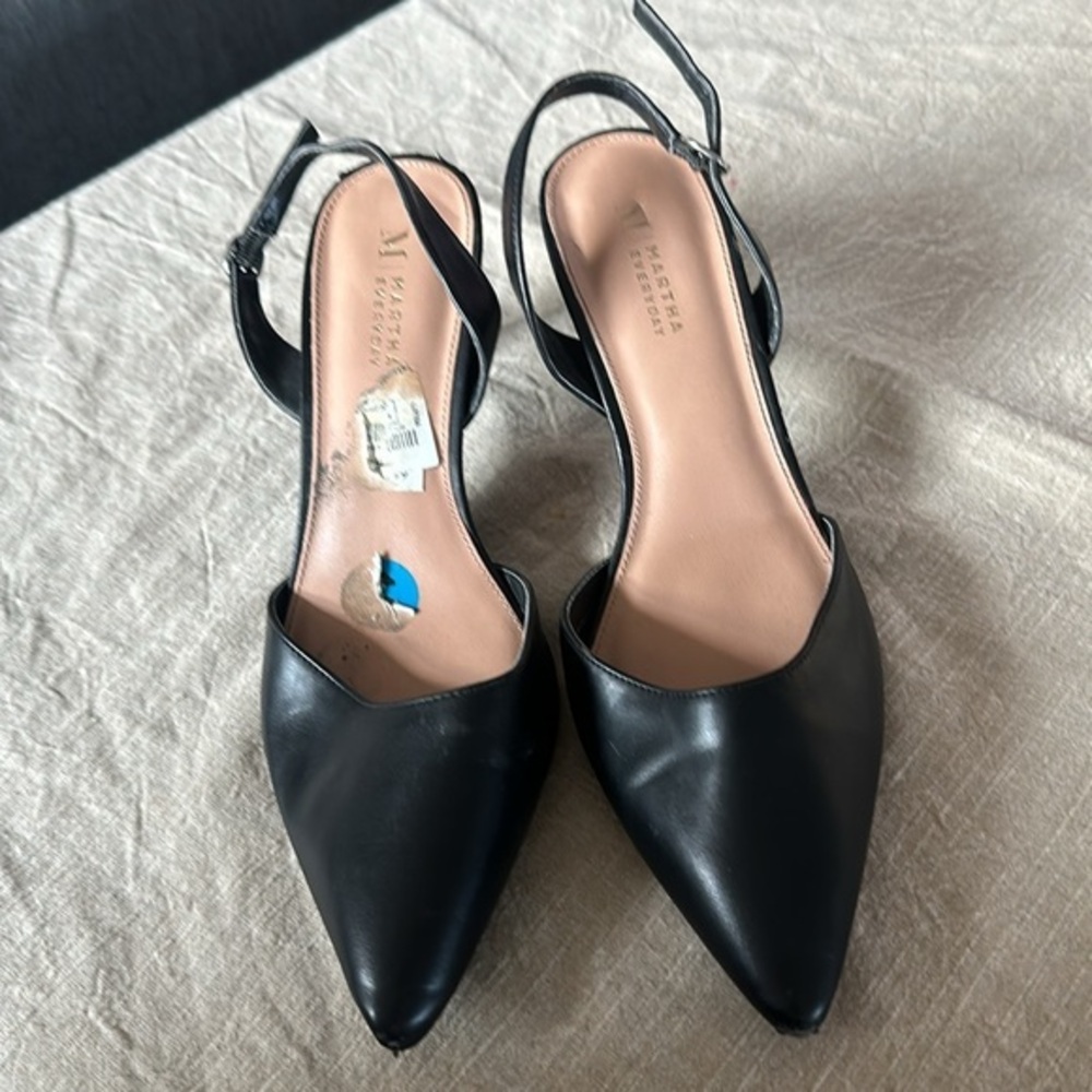 Martha Everyday Black Leather Slingback Shoes‎